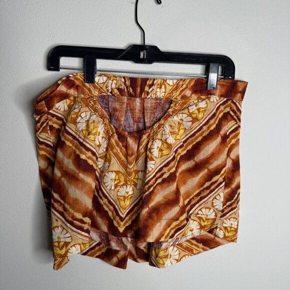 Free People Women's Brown Kendra Printed Flowy Tube Top -‎ Size S Small - Picture 3 of 6